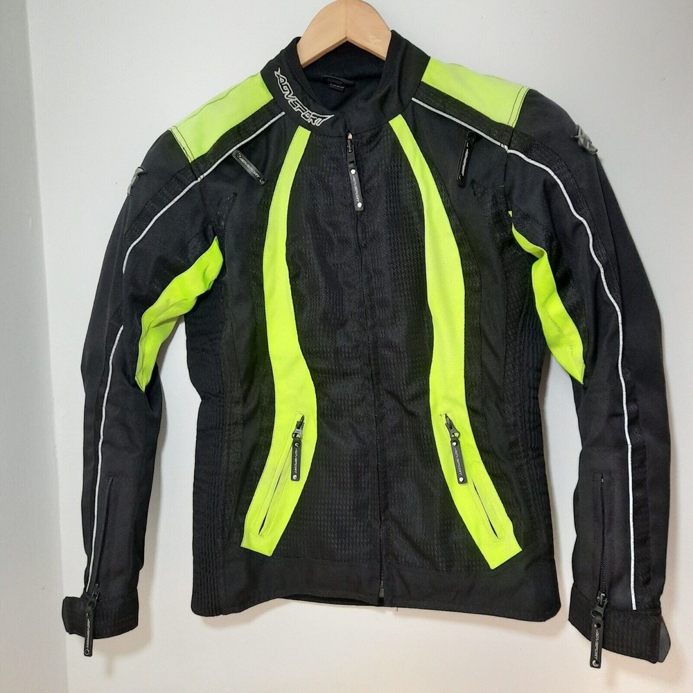 AGV SPORT Black And Green Motorcycle Riding Jacket Padded Size Small